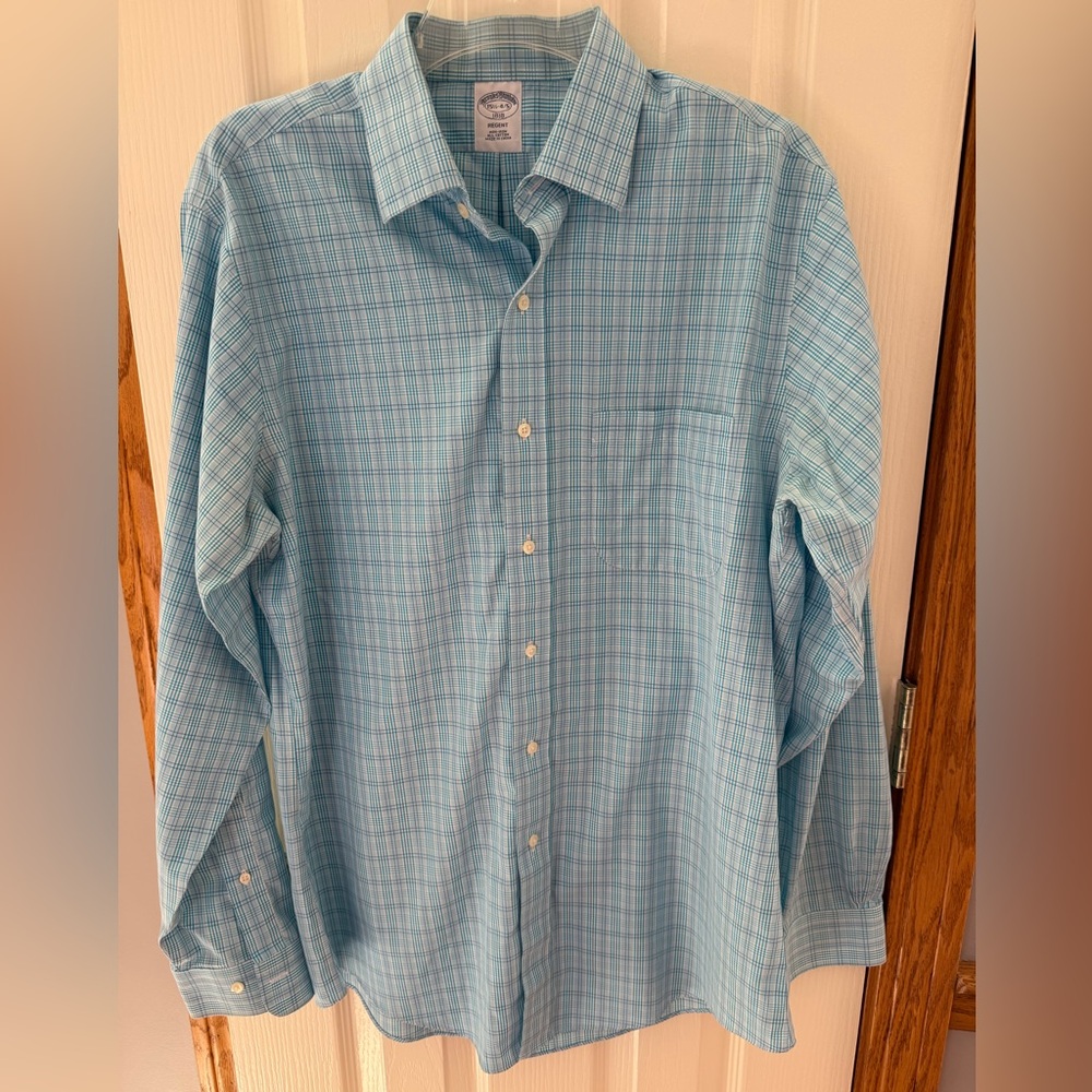 Brooks Brothers | Size 15.5 | Mens Blue Checkered Long Sleeve Button Down Shirt